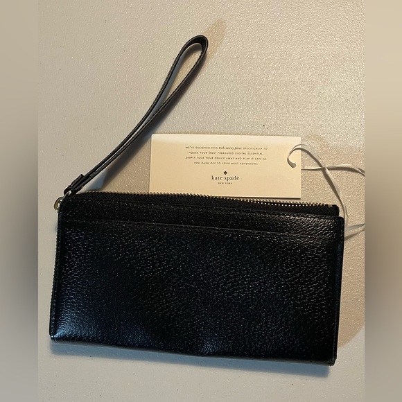 NWT Kate Spade Pebbled Layton Black Leather Wristlet - Picture 2 of 7